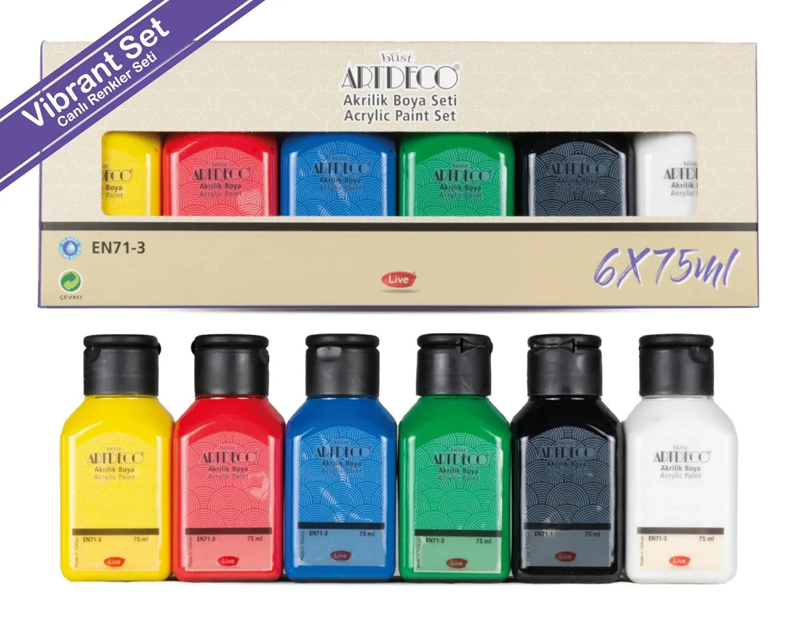 ARTDECO AKRİLİK BOYA 6x75 ML SET CANLI RENK